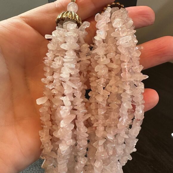 Lee Sands signed, solid, multi-strand rose quartz chip necklace! - Picture 5 of 11